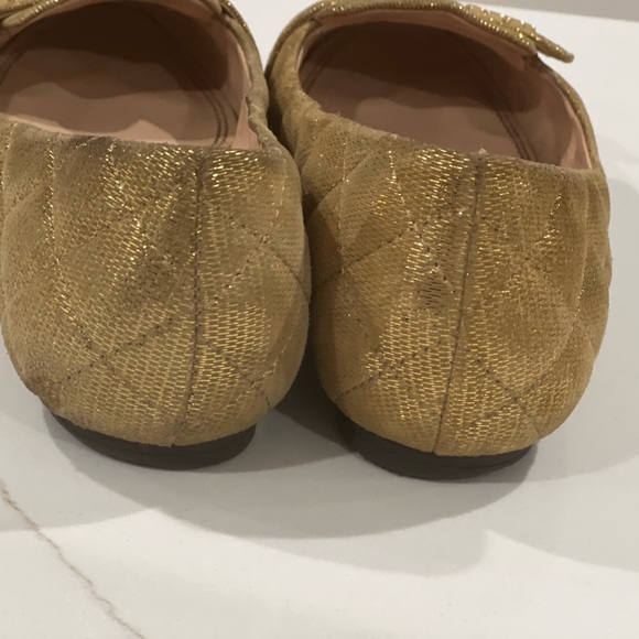 Tory Burch Leila Gold leather Shimmer Loafers Size 7.5 - Picture 5 of 11